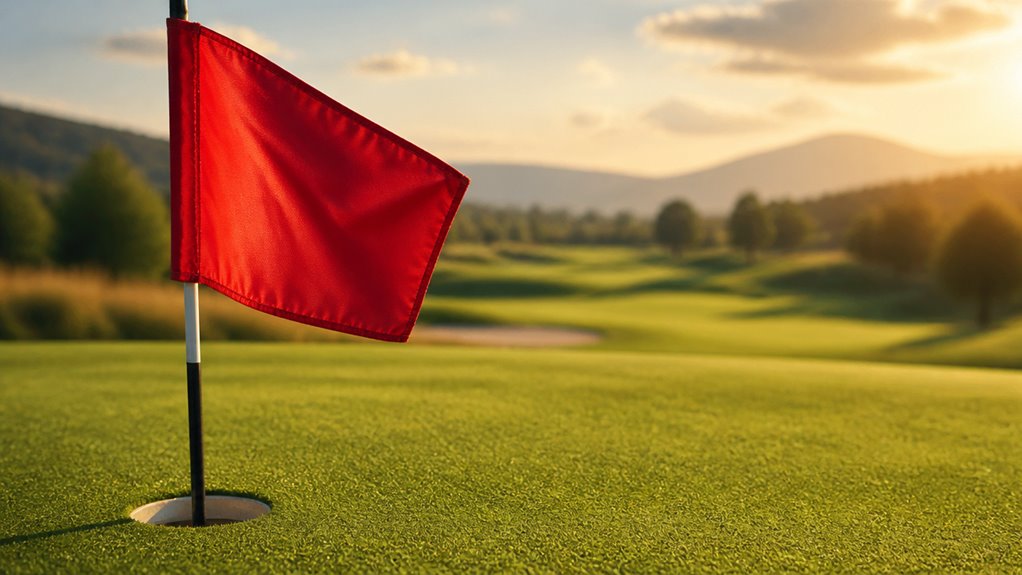 golf flag indicates yardage